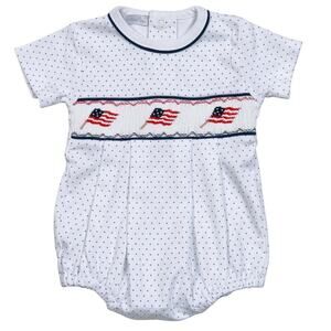 Hug Me First Pima Cotton USA HAND SMOCKED‎ BUBBLE NWT size 6-9mo